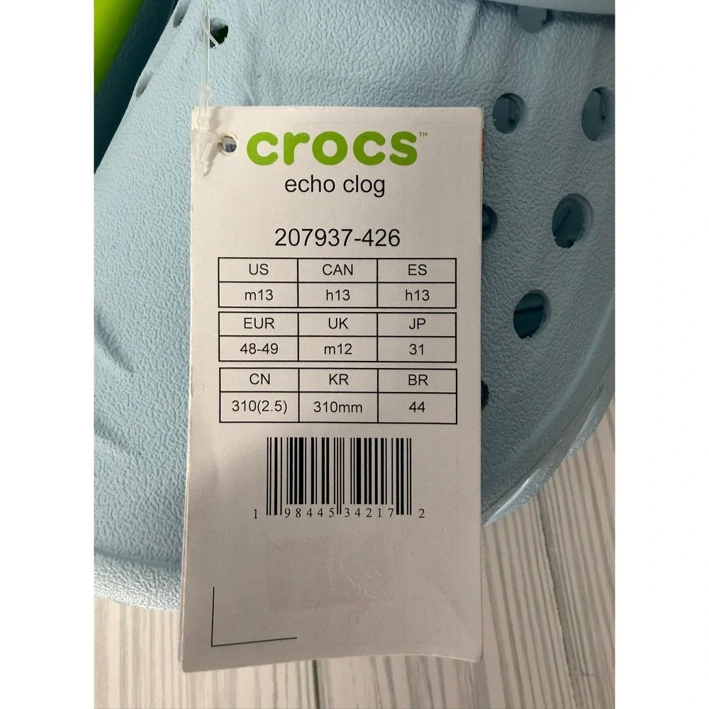 Crocs Echo Clog Light Blue Streetwear Molded Slip On  Mens Size 13 NEW